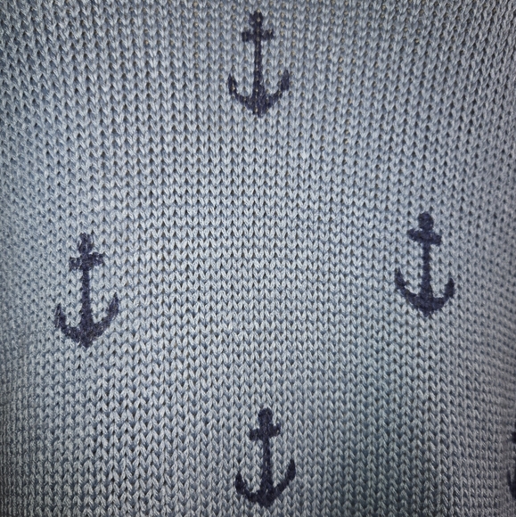 Marled NWT Super Soft Blue Acrylic Nautical Anchor Print Hooded Sweater Size M - Picture 13 of 13